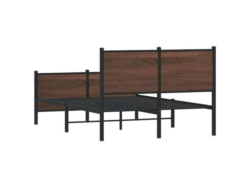  Cadre de lit en métal sans matelas chêne marron 120x190 cm  - Conforama D