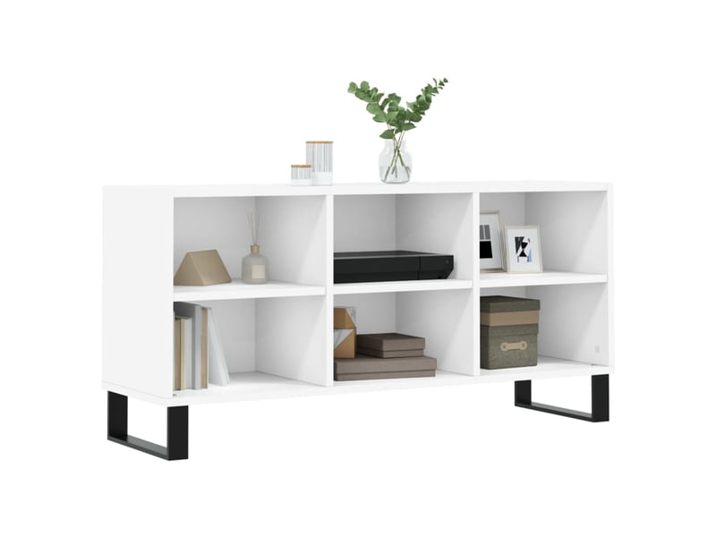  Meuble tv - banc tv - meuble de rangement blanc 103,5x30x50 cm bois d'ingénierie  - Conforama C