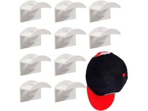 10 pièces crochets de chapeaux support mural pour chapeau et perruque casque de baseball adhésif sans perforation double crochet porte-chapeaux organisat, blanc - asd002289