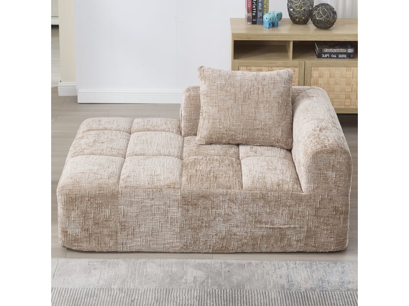 Canapé tissu en chenille douce avec coussin,canapé avec poches latérales,canapé modulable,design moderne kaki 158x90x60cm - Conforama C