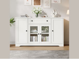 Buffet de cuisine design avec 4 portes et 1 tiroir, 138 × 40 × 83 cm, blanc