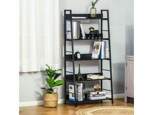 Étagère bibliothèque de rangement style industriel incliné 5 niveaux 70l x 35l x 150h cm noir