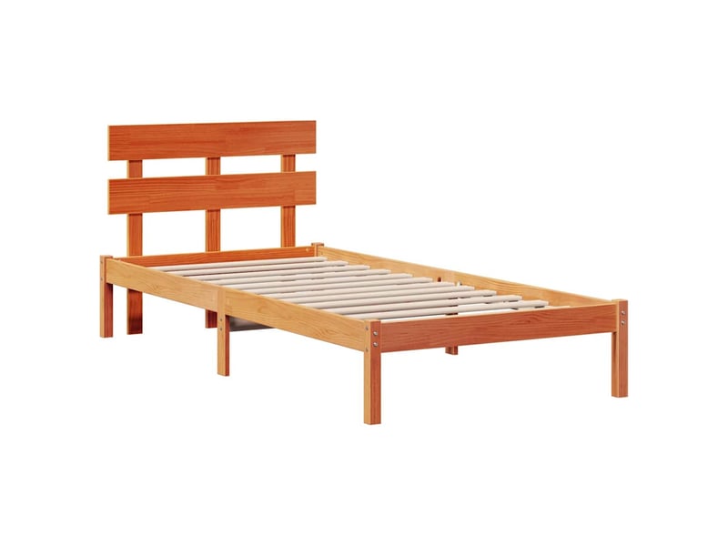  Lit simple- lit adulte -  cadre de lit marron 90 x 190 cm bois de pin massif  - Conforama C