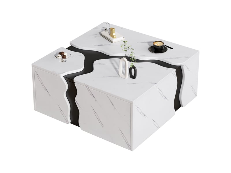 Table basse carrée avec rangement, table avec tiroir de rangement 70 x 70 x 31 cm - Conforama A
