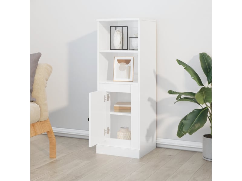  Buffet haut - bahut - meuble de rangement blanc brillant 36x35,5x103,5 cm bois d'ingénierie  - Conforama C