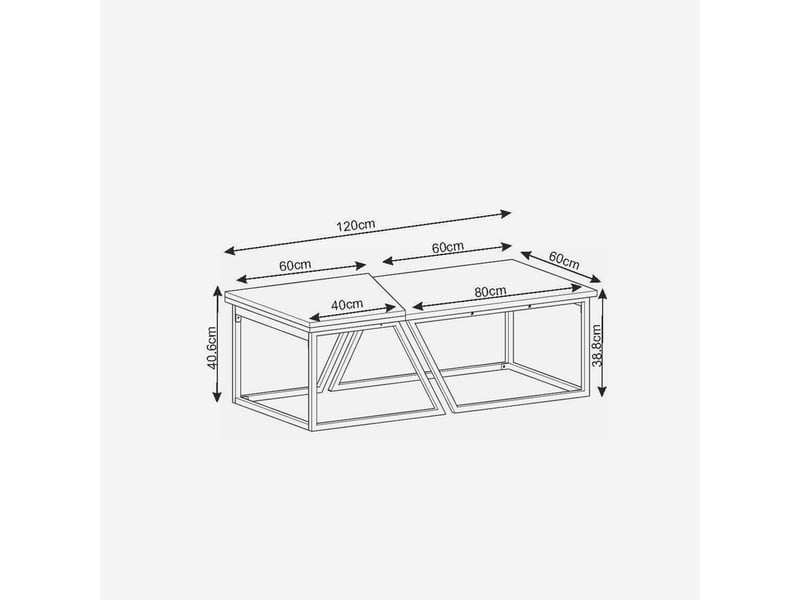 Set de tables basses modernes en bois et métal verona - Conforama D