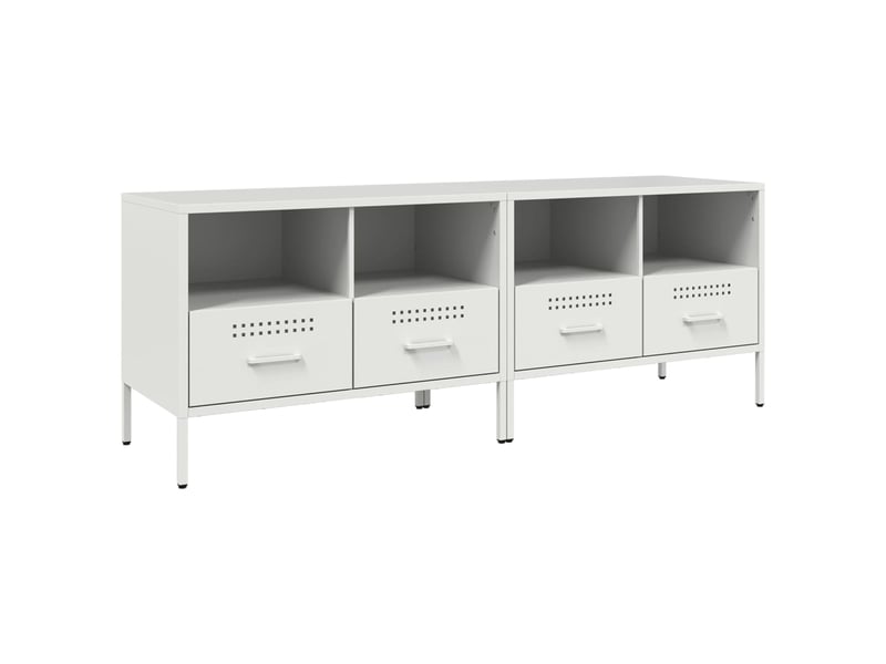  Lot de 2 meuble tv bas salon blanc 68x39x50,5 cm acier shl67192  - Conforama A