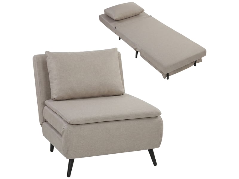  Fauteuil convertible 1 place, fauteuil-lit clic-clac 3 en 1, 75x88x78cm, marron clair  - Conforama B