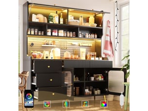 Buffet 4 porte(s) 5 tiroir(s) <strong></strong> <strong></strong> - 145 cm coloris noir