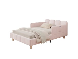 Lit avec rangement 90x200 cm ELVMI coloris rose