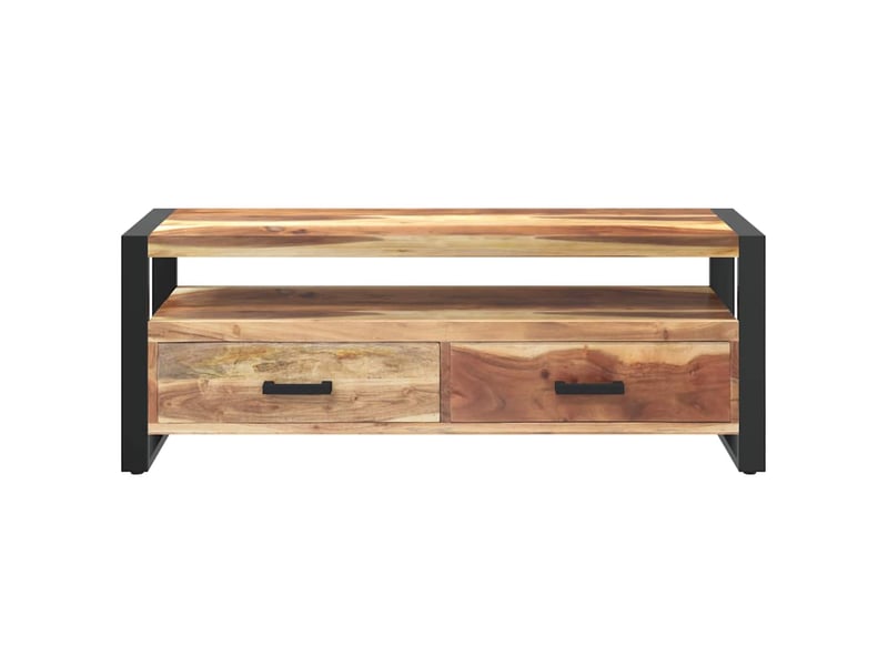  Meuble tv - banc tv - meuble de rangement 120x35x45 cm bois massif avec finition miel  - Conforama D