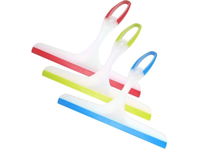  Enowelir 3x raclettes douche – nettoyage vitres miroirs fenêtres, 3 couleurs (bleu vert rouge), anti-buée  - Conforama A