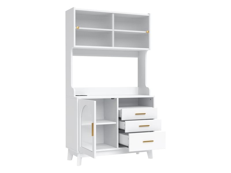  Buffet haut salle à manger 100,5 x 40 x 178 cm, rangements, prise usb, blanc Jamama eleni - Conforama W