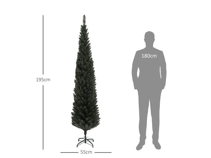  Sapin de noël artificiel, arbre de noël, base en acier, 390 branches épines, décoration de noël, ø 55 x 195h cm, vert  - Conforama C
