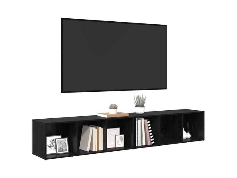  Ensemble meuble tv - banc tv - meuble de rangement 2 pcs chêne noir bois d'ingénierie  - Conforama C