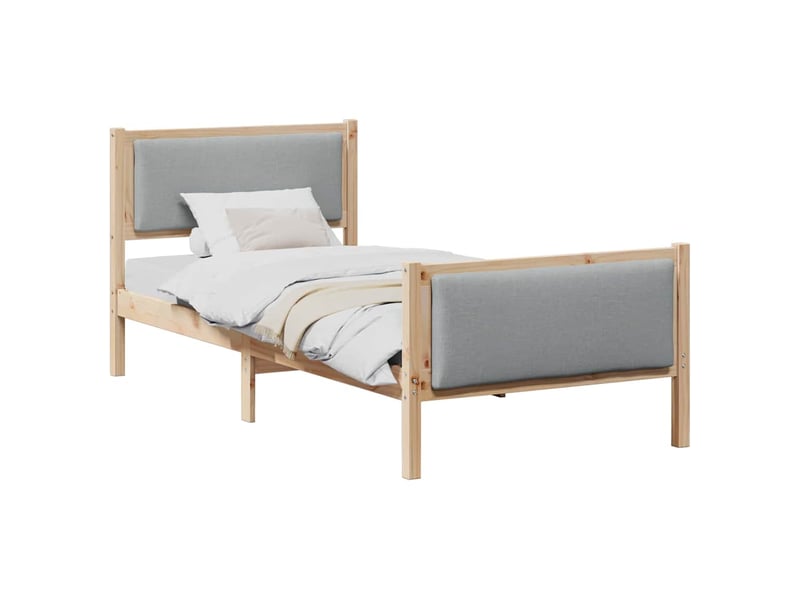  Lit simple- lit adulte -  cadre de lit avec tête de lit gris clair 100 x 200 cm tissu  - Conforama B