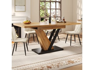 Table à manger extensible 120-160x75 cm pour 4 à 6 personnes, plateau mdf effet bois, rails métalliques verrouillables, pieds renforcés réglables