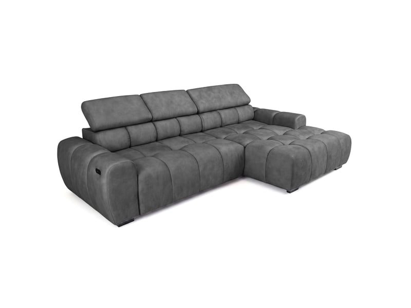 Canapé d'angle aldo avec fonction couchage, côté droit, tissu salvador wr, graphite (15) - Conforama D