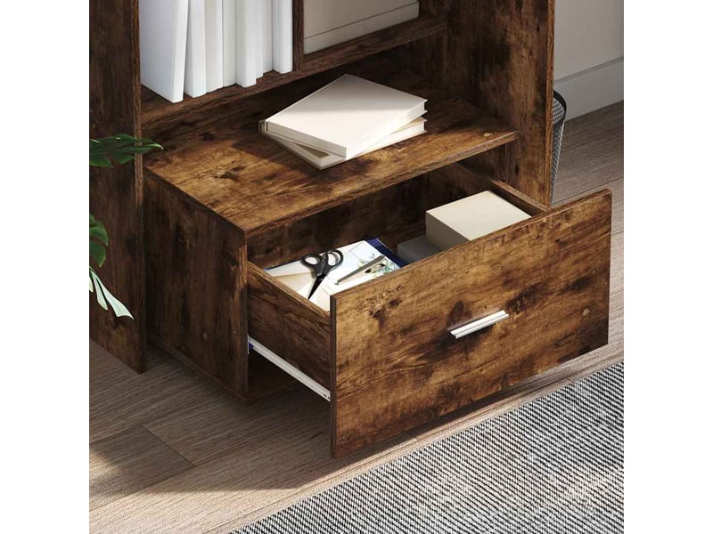  Armoire de rangement bureau, armoire à tiroirs 55 x 45 x 31 cm chêne fumé  - Conforama D