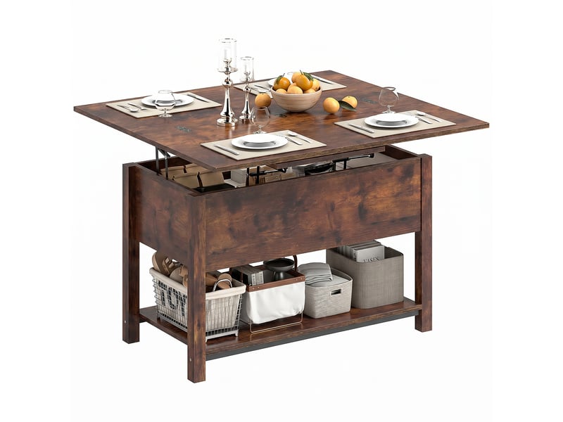  Table basse relevable et extensible en mdf brun rustique 100x45x50,5 cm  - Conforama B