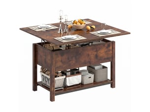 Table basse relevable et extensible en mdf brun rustique 100x45x50,5 cm