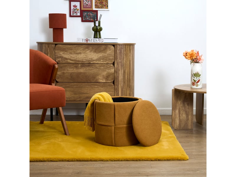 Pouf - home deco factory - jules - rangement - tressé - jaune  - Conforama D