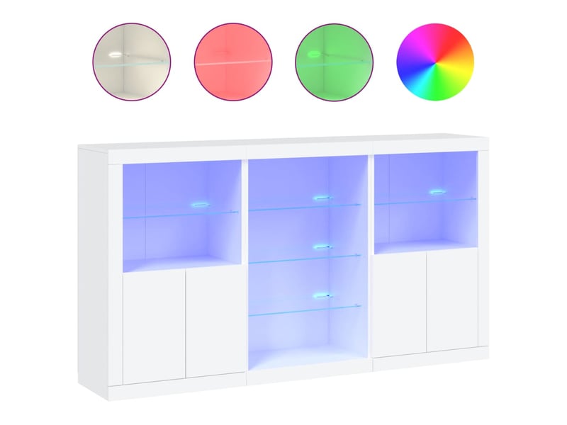 Buffet - bahut - meuble de rangement avec lumières led blanc 181,5x37x100 cm - Conforama A