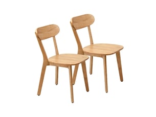 Chaises de salle à manger lot de 2 en bois massif, dossier incurvé ergonomique, patins réglables, bois