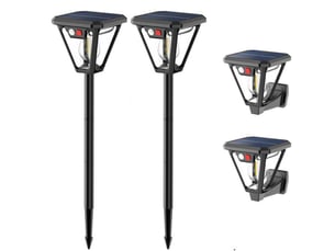 Eclairage jardin solaire 2 packs avec detecteur de mouvement ip65 3 modes 46 cm noir