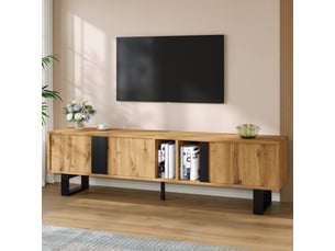 Meuble tv coloris bois clair 160 cm   