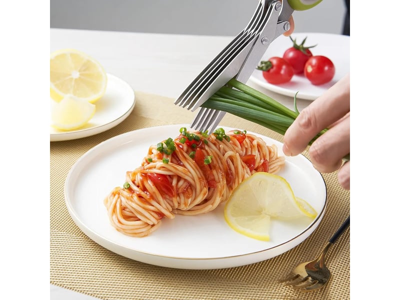 Ciseau de cuisine à 5 lames en acier inoxydable avec couvercle de sécurité - Conforama D