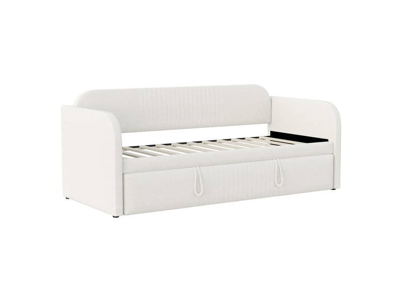 Canapé-lit 90x190 cm lin beige, extensible, sommier à lattes - Conforama A