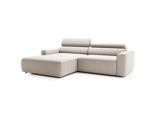 Selsey fando - canapé d'angle - 252 cm - tissu tressé beige clair - côté gauche