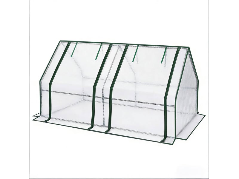 Serre de jardin extérieure blanche 180 x 90 x 90 cm en polyéthylène et acier, avec 2 portes enroulables  - Conforama A