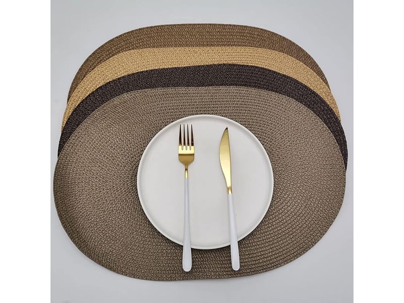  Zvd lot de 4 sets de table ovales en toile de jute beige（3045cm）  - Conforama C