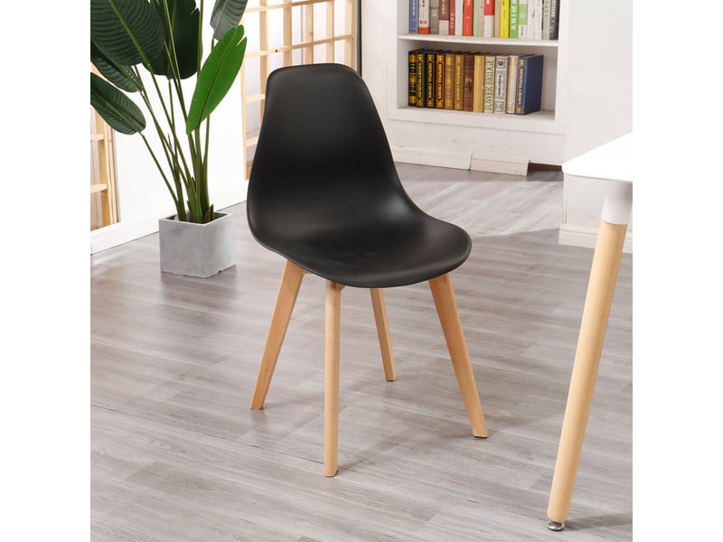  Lot de 4 chaises de salle à manger scandinaves - noir - pieds en hêtre, cuisine, salon  - Conforama B