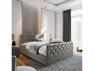 Lit avec rangement 180x200 cm <strong>MASSENO</strong> <strong></strong> coloris gris