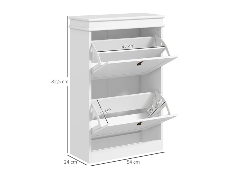  Meuble à chaussures étroit avec 2 portes à charnières et étagères réglables pour 10 paires de chaussures, idéal pour une entrée (54 x 24 x 82,5 cm).  - Conforama D