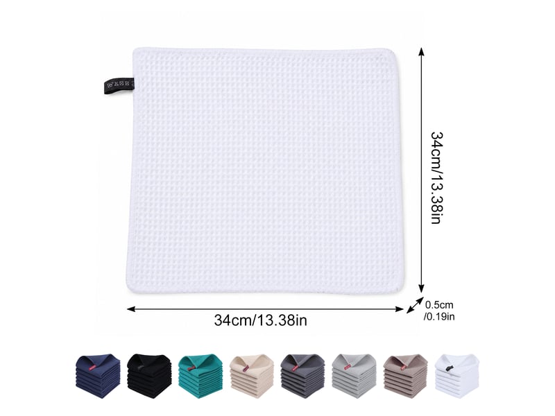 Lot de 6 torchons de cuisine,meulva,35x34x1 cm,à tissage gaufré,coton,blanc  - Conforama C