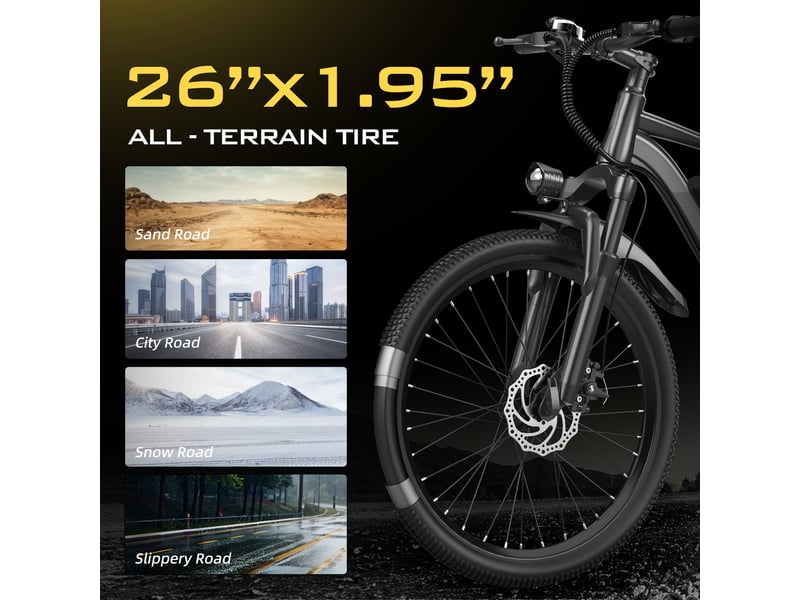  Vélo électrique 26 mairide q7, 36v 10ah, 7 vitesses, noir  - Conforama E