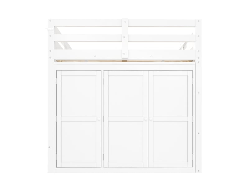  Lit mezzanine en bois, 140 x 200 cm, avec armoire intégrée, 2 fenêtres et éclairage led, blanc N879P000209K-1 - Conforama E