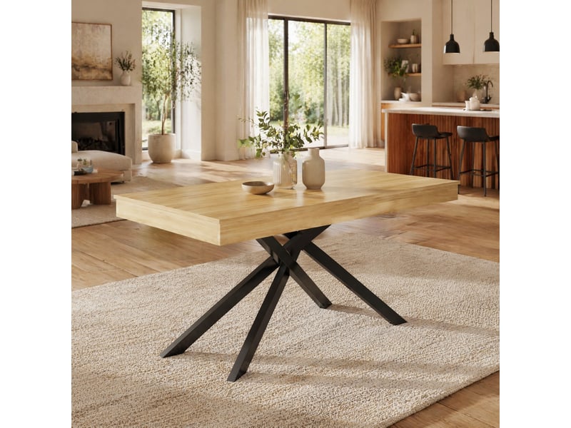  Table à manger extensible 6 à 8 places 180.0x80.0x76.0 cm en mdf coloris chêne  - Conforama C