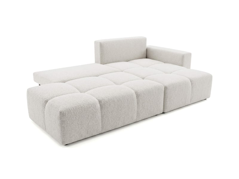 Celine - canapé d'angle fixe convertible 4 places en bouclette - Conforama C