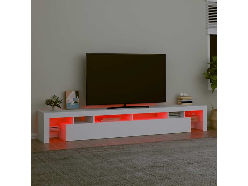  Meuble tv - banc tv - meuble de rangement avec lumières led blanc 260x36,5x40 cm  - Conforama E