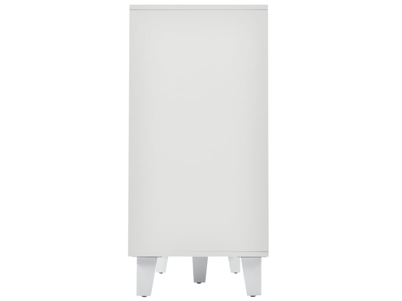  Buffet miroir blanc 160x40x84 cm avec 4 portes et étagères réglables, design élégant  - Conforama C