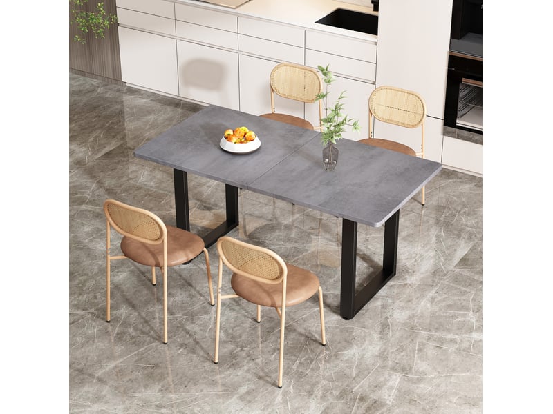  Table à manger rectangulaire 140 x 70 cm industrielle, gris et noir, pieds métal  - Conforama E