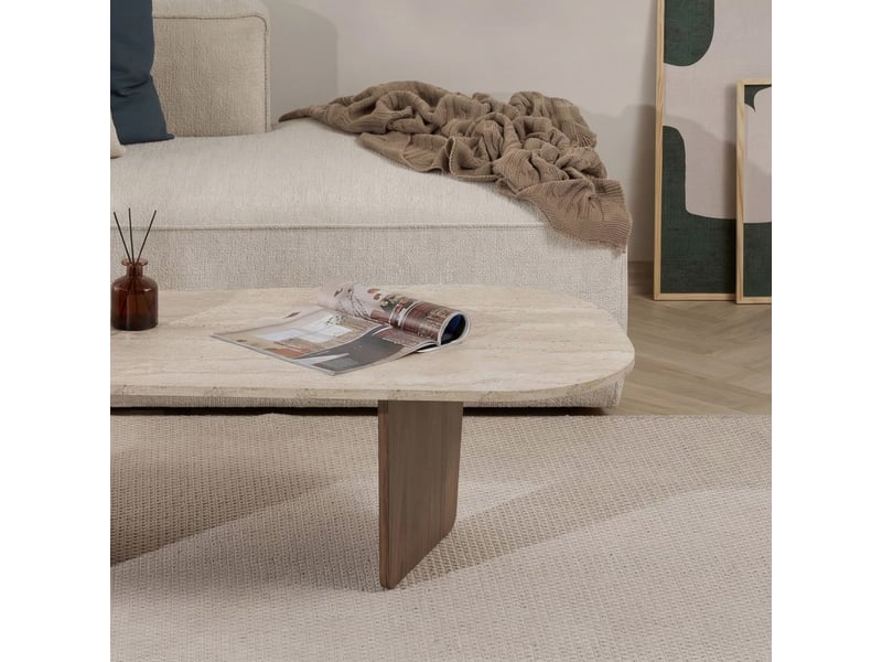  Table de salon ovale en mélamine 130x65 ovalis  - Conforama D