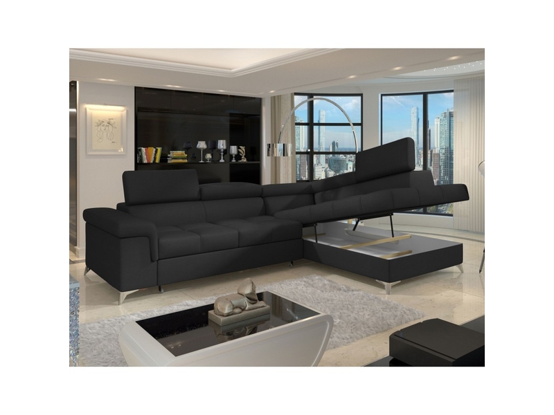  Canapé d'angle convertible palazzo 4 places noir – angle droit avec 1 coussin  - Conforama D
