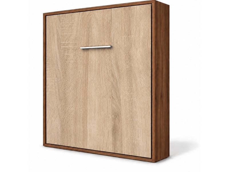  Lit escamotable vertical kola – seulement 34,5cm de profondeur, le confort d’un vrai lit-avec matelas-140x190-cadre noyer-façade chêne clair  - Conforama A