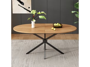 Table à manger en mdf naturel, ovale, 6 places